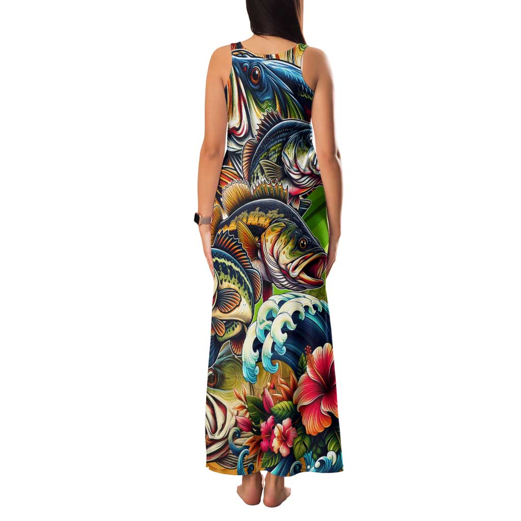 Bass Fishing Tank Maxi Dress Tropical Explosion Angler Design - Wonder Print Shop