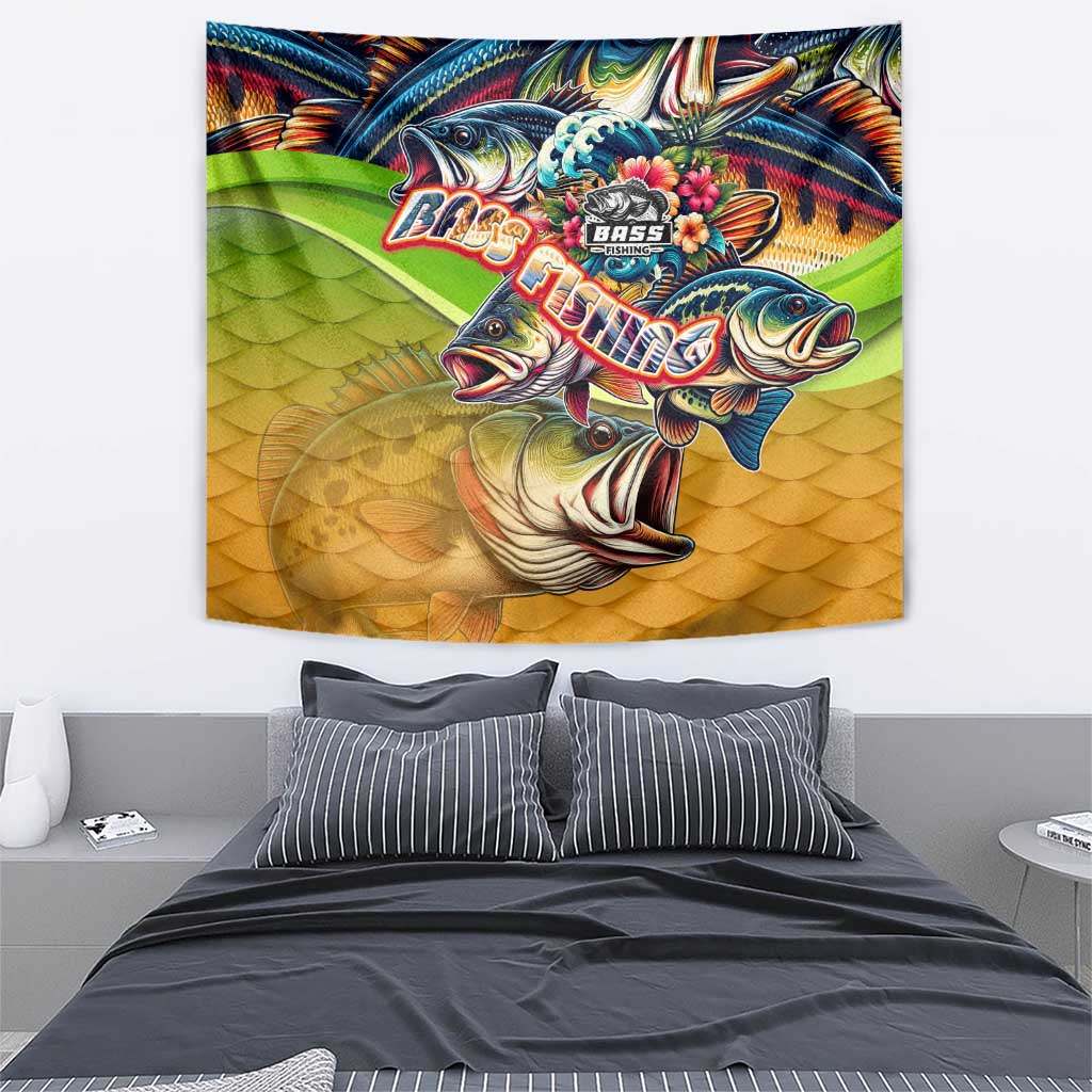Bass Fishing Tapestry Tropical Explosion Angler Design - Wonder Print Shop