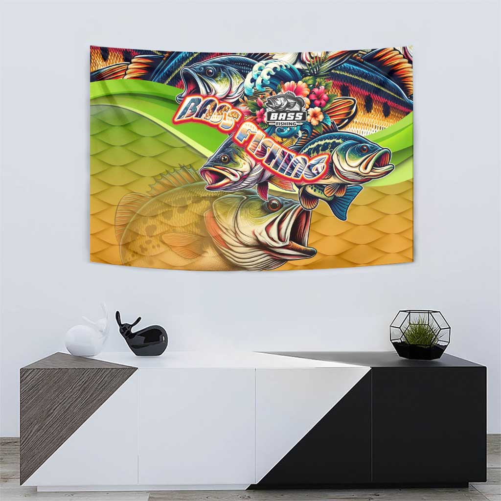 Bass Fishing Tapestry Tropical Explosion Angler Design - Wonder Print Shop