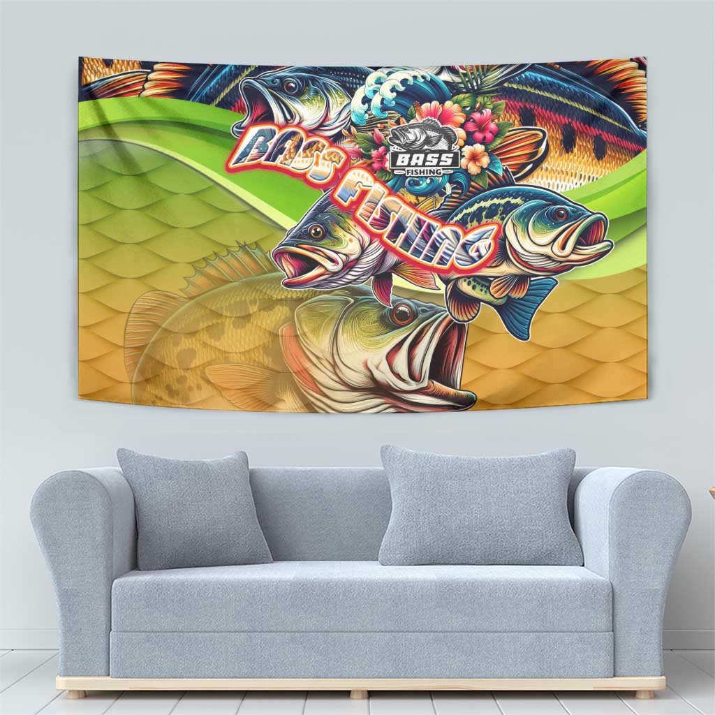Bass Fishing Tapestry Tropical Explosion Angler Design - Wonder Print Shop