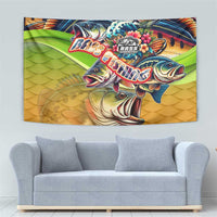 Bass Fishing Tapestry Tropical Explosion Angler Design - Wonder Print Shop
