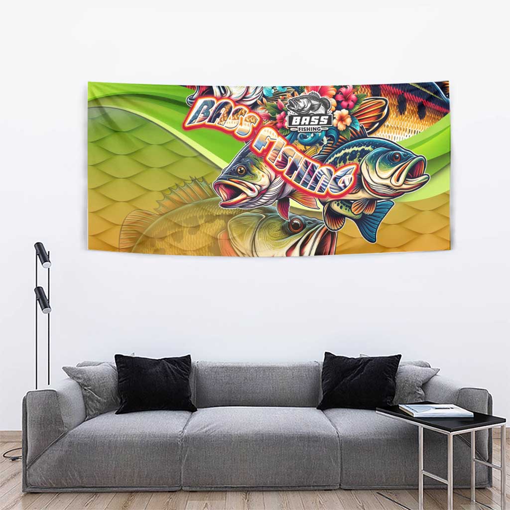 Bass Fishing Tapestry Tropical Explosion Angler Design - Wonder Print Shop