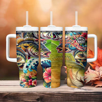Bass Fishing Tumbler With Handle Tropical Explosion Angler Design - Wonder Print Shop