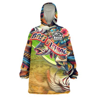 Bass Fishing Wearable Blanket Hoodie Tropical Explosion Angler Design - Wonder Print Shop