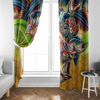 Bass Fishing Window Curtain Tropical Explosion Angler Design - Wonder Print Shop