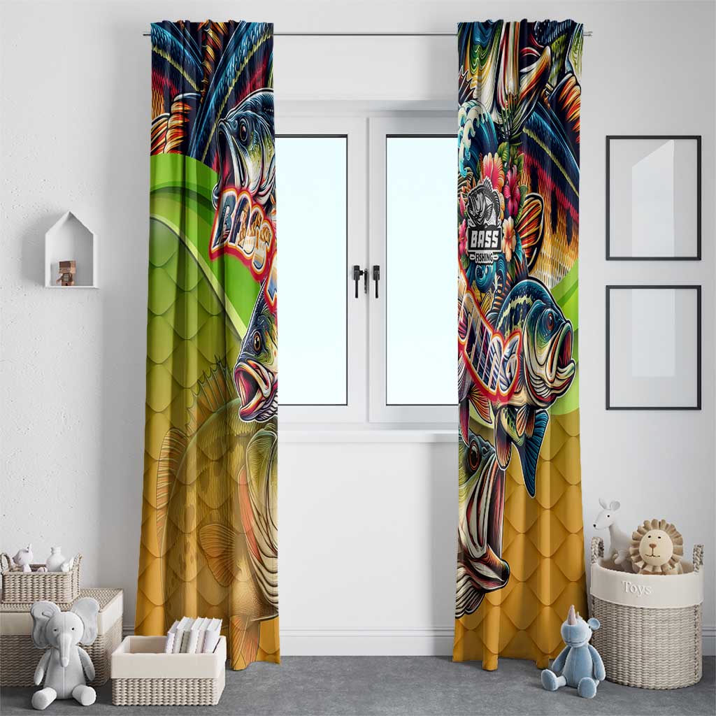Bass Fishing Window Curtain Tropical Explosion Angler Design - Wonder Print Shop