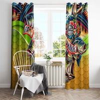 Bass Fishing Window Curtain Tropical Explosion Angler Design - Wonder Print Shop