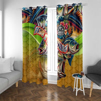 Bass Fishing Window Curtain Tropical Explosion Angler Design - Wonder Print Shop