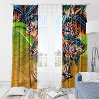 Bass Fishing Window Curtain Tropical Explosion Angler Design - Wonder Print Shop