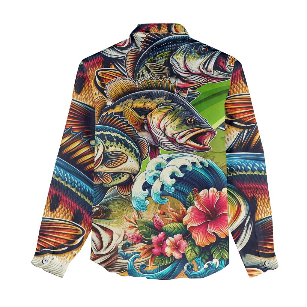 Bass Fishing Women Casual Shirt Tropical Explosion Angler Design - Wonder Print Shop