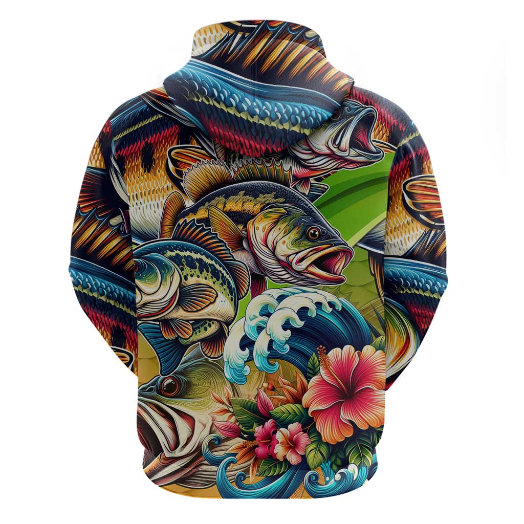 Bass Fishing Zip Hoodie Tropical Explosion Angler Design - Wonder Print Shop