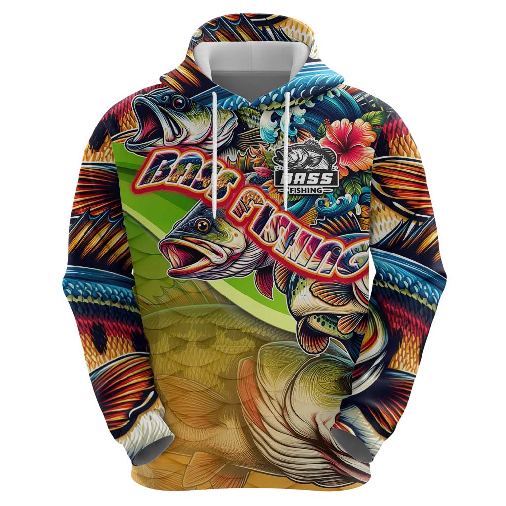 Bass Fishing Zip Hoodie Tropical Explosion Angler Design - Wonder Print Shop