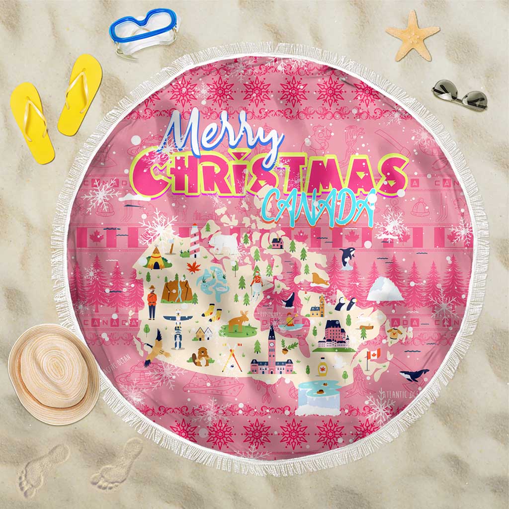 Merry Christmas Canada Beach Blanket Xmas Travel Map - Wonder Print Shop