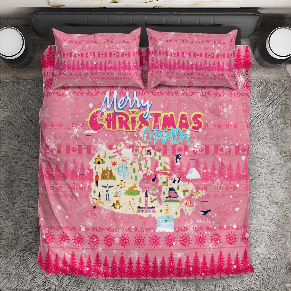 Merry Christmas Canada Bedding Set Xmas Travel Map - Wonder Print Shop