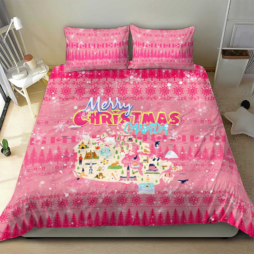 Merry Christmas Canada Bedding Set Xmas Travel Map - Wonder Print Shop