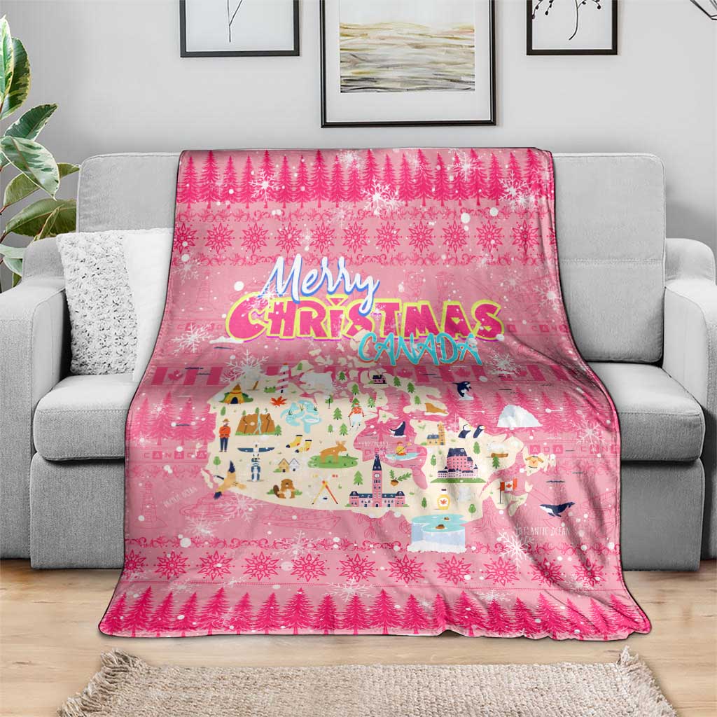 Merry Christmas Canada Blanket Xmas Travel Map - Wonder Print Shop