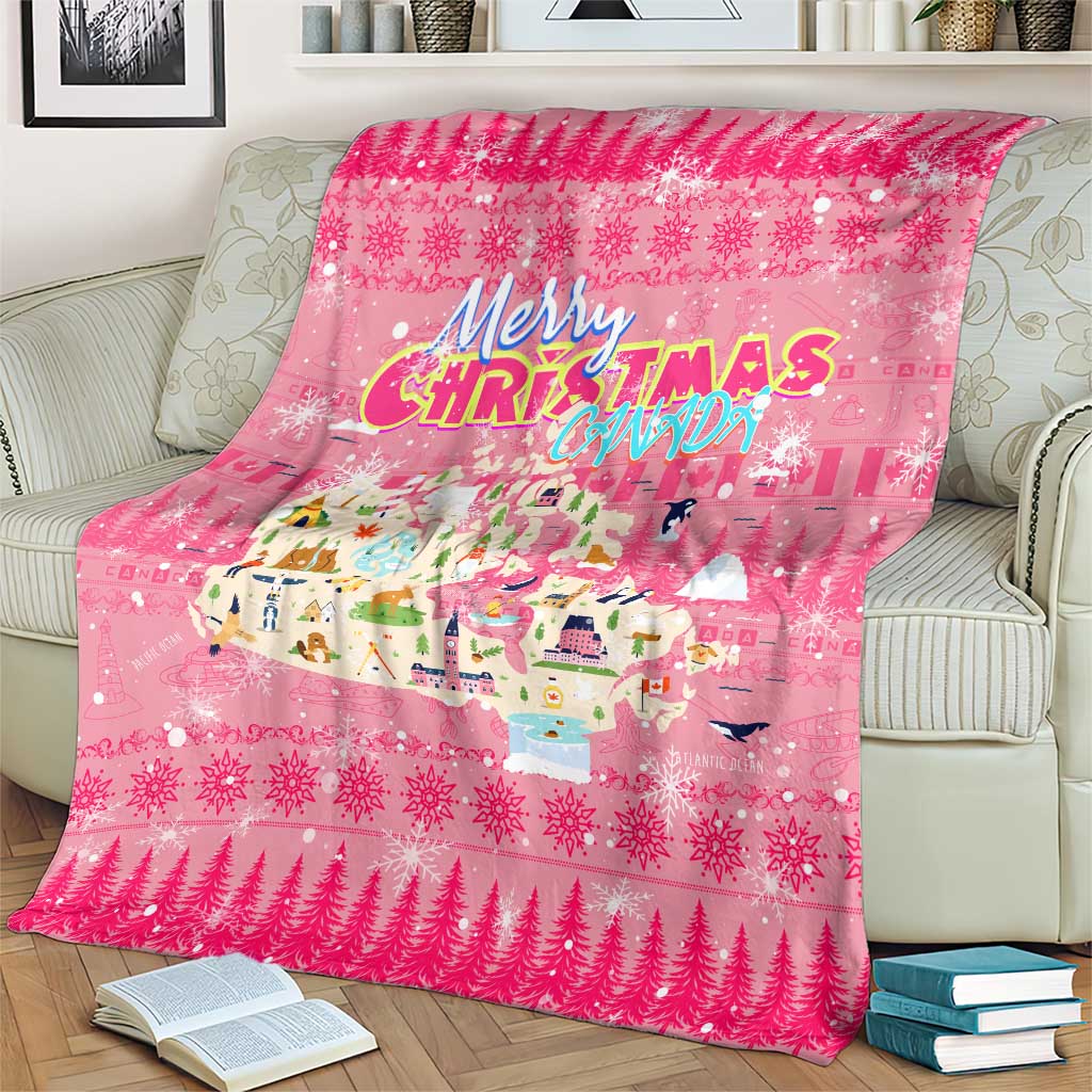 Merry Christmas Canada Blanket Xmas Travel Map - Wonder Print Shop