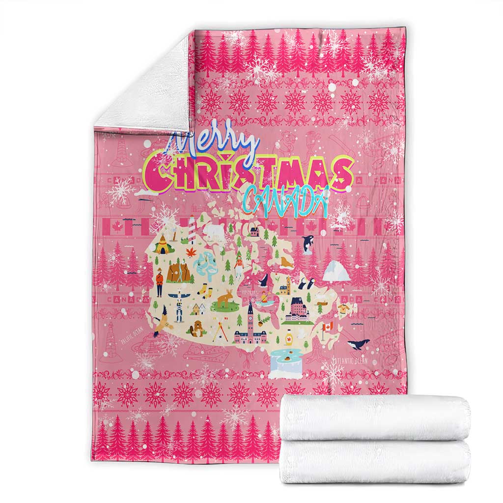 Merry Christmas Canada Blanket Xmas Travel Map - Wonder Print Shop