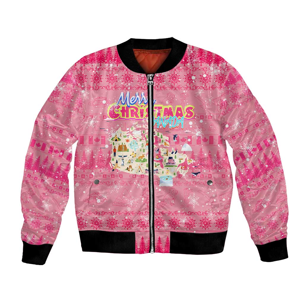 Merry Christmas Canada Bomber Jacket Xmas Travel Map - Wonder Print Shop