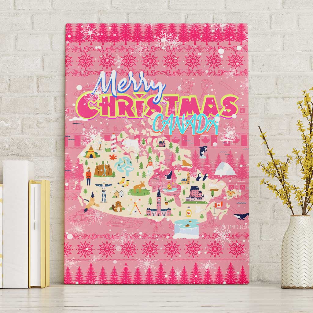 Merry Christmas Canada Canvas Wall Art Xmas Travel Map - Wonder Print Shop