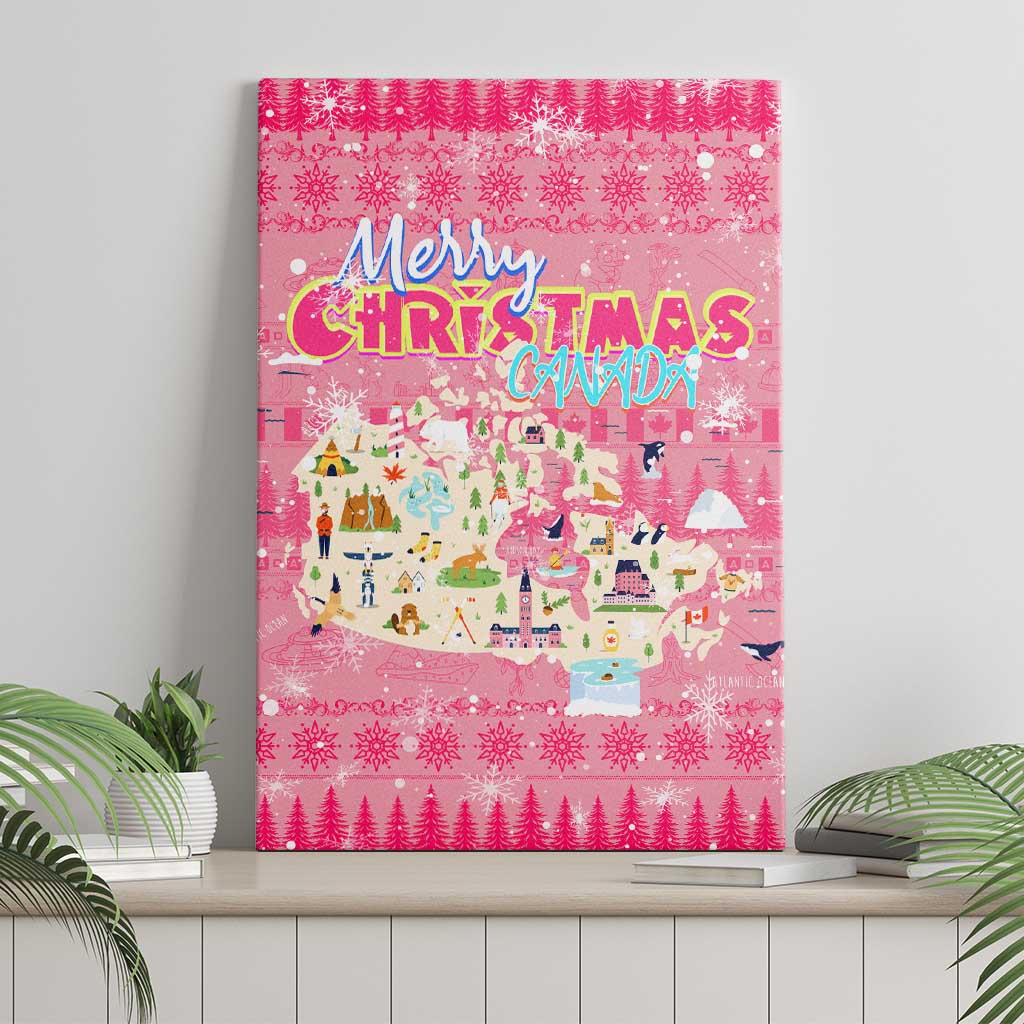 Merry Christmas Canada Canvas Wall Art Xmas Travel Map - Wonder Print Shop