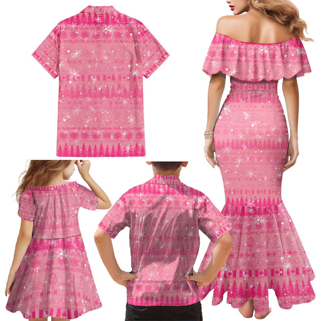 Merry Christmas Canada Family Matching Mermaid Dress and Hawaiian Shirt Xmas Travel Map - Wonder Print Shop