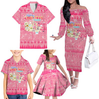 Merry Christmas Canada Family Matching Off The Shoulder Long Sleeve Dress and Hawaiian Shirt Xmas Travel Map - Wonder Print Shop