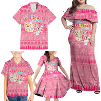 Merry Christmas Canada Family Matching Off Shoulder Maxi Dress and Hawaiian Shirt Xmas Travel Map - Wonder Print Shop