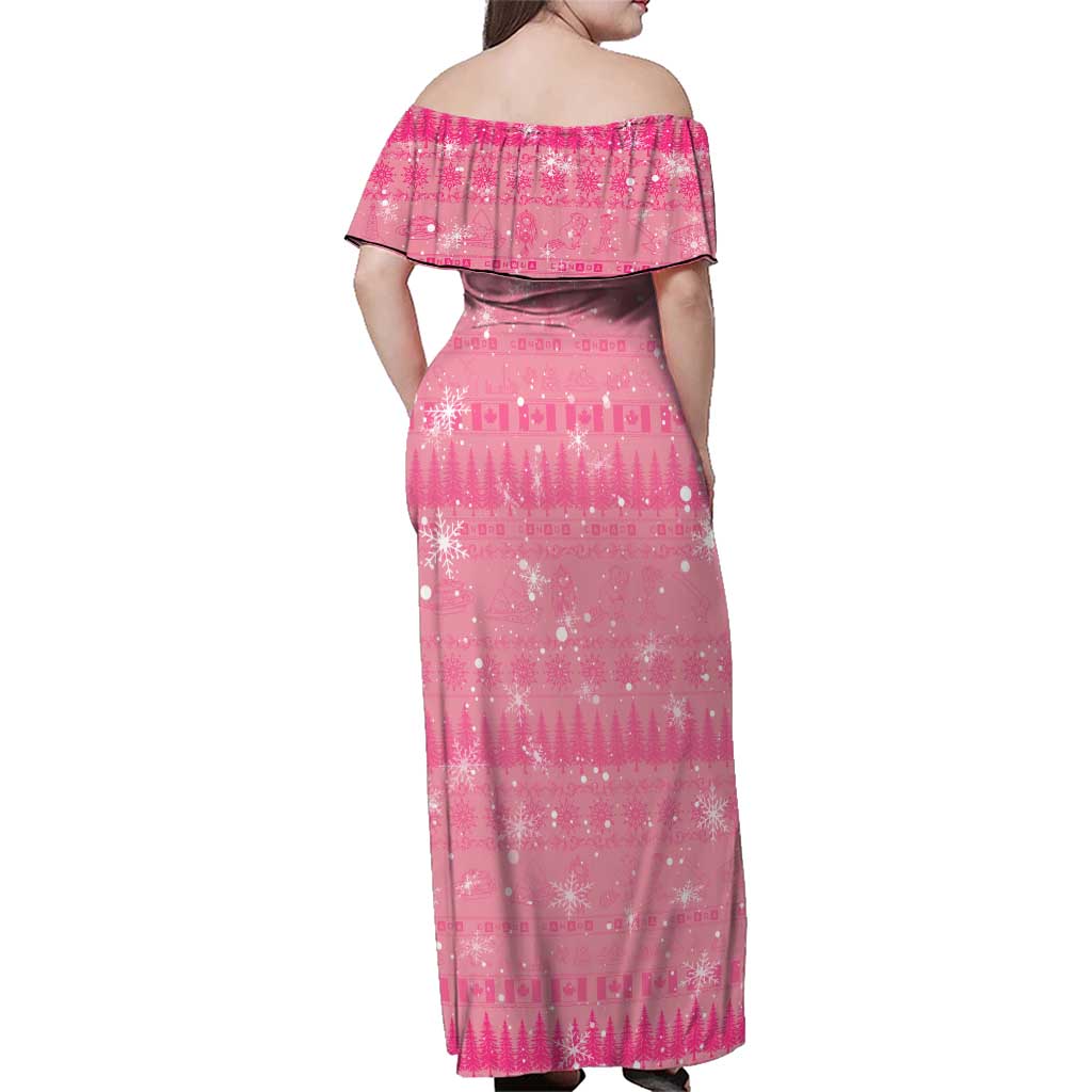 Merry Christmas Canada Family Matching Off Shoulder Maxi Dress and Hawaiian Shirt Xmas Travel Map - Wonder Print Shop