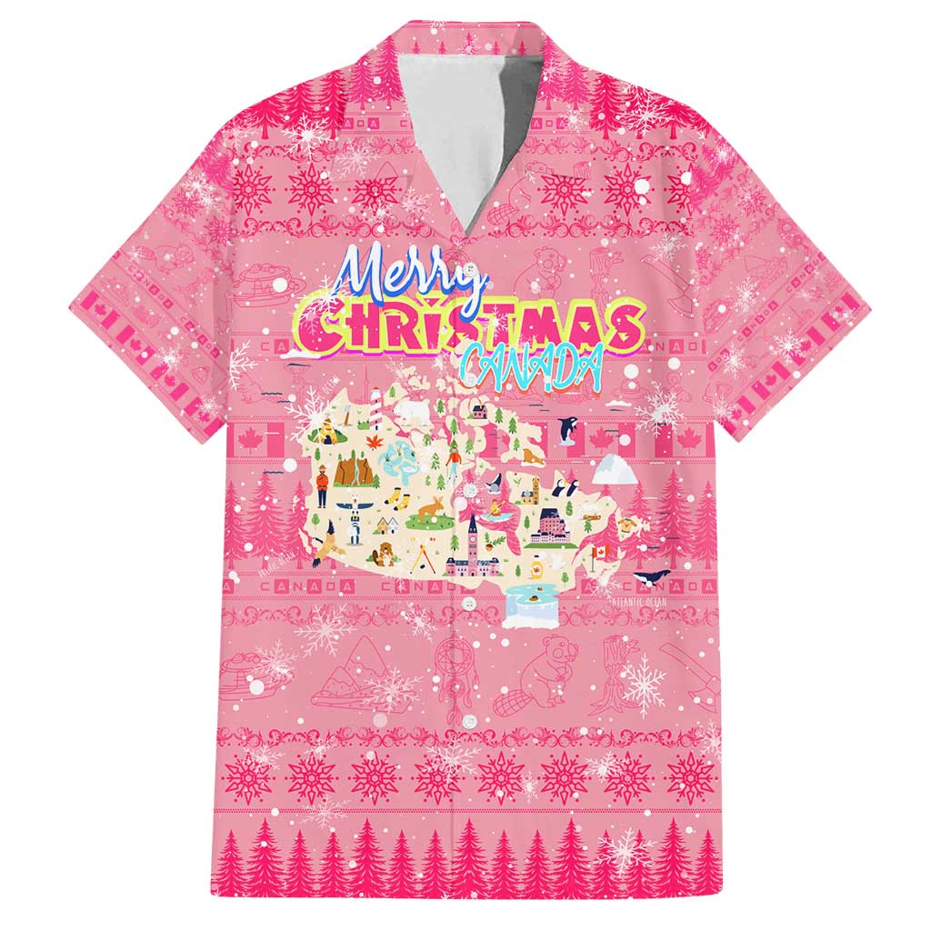 Merry Christmas Canada Family Matching Off Shoulder Short Dress and Hawaiian Shirt Xmas Travel Map - Wonder Print Shop