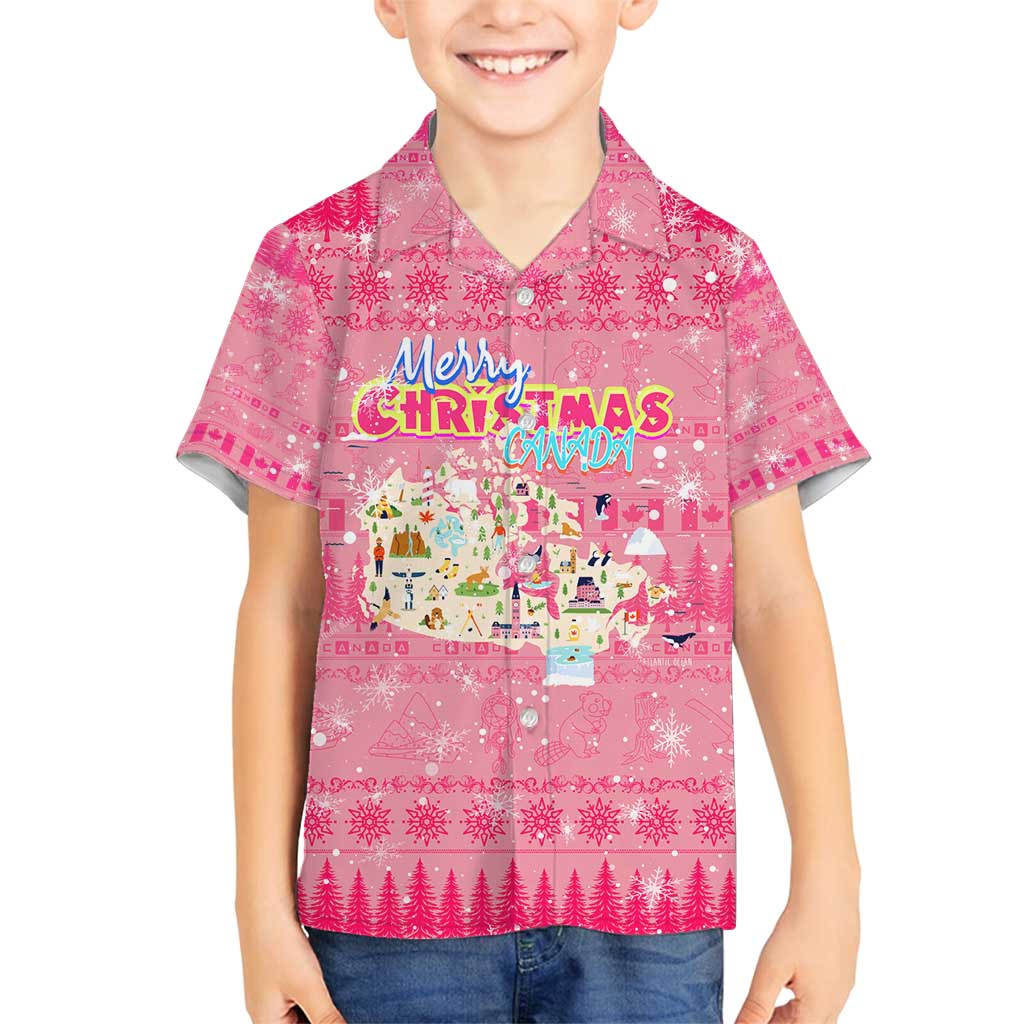 Merry Christmas Canada Family Matching Off Shoulder Short Dress and Hawaiian Shirt Xmas Travel Map - Wonder Print Shop