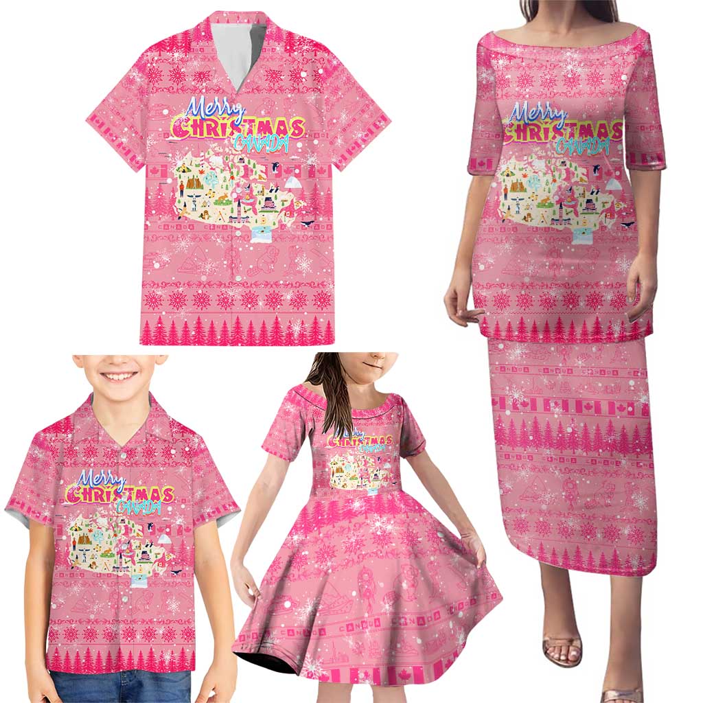 Merry Christmas Canada Family Matching Puletasi and Hawaiian Shirt Xmas Travel Map - Wonder Print Shop