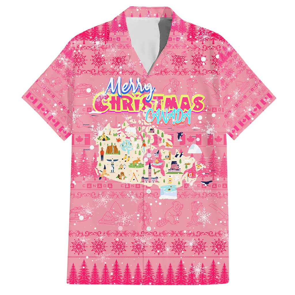 Merry Christmas Canada Family Matching Short Sleeve Bodycon Dress and Hawaiian Shirt Xmas Travel Map - Wonder Print Shop