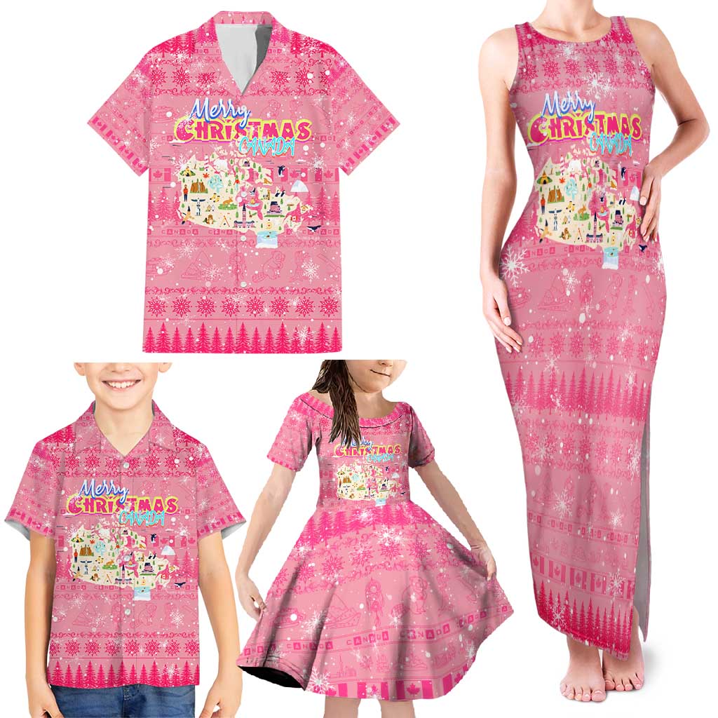 Merry Christmas Canada Family Matching Tank Maxi Dress and Hawaiian Shirt Xmas Travel Map - Wonder Print Shop