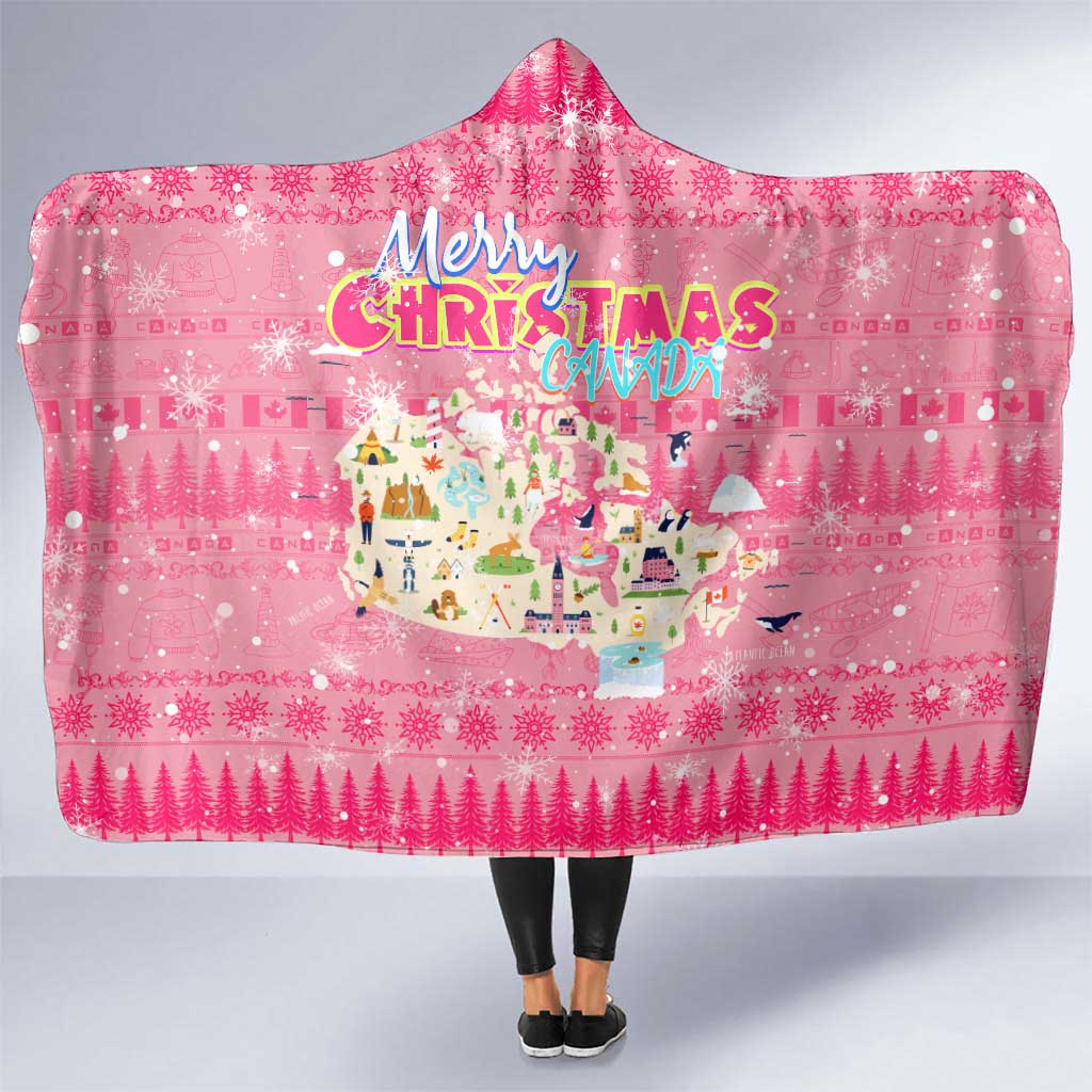 Merry Christmas Canada Hooded Blanket Xmas Travel Map - Wonder Print Shop