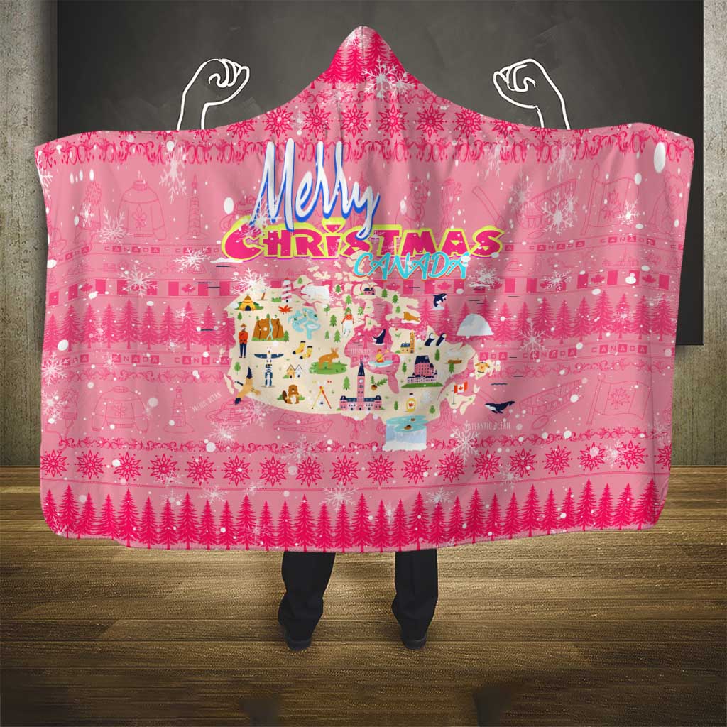 Merry Christmas Canada Hooded Blanket Xmas Travel Map - Wonder Print Shop