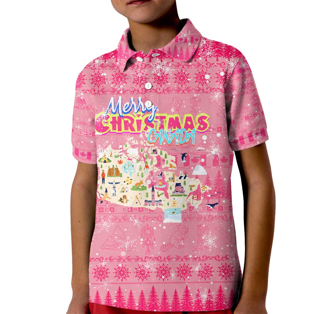 Merry Christmas Canada Kid Polo Shirt Xmas Travel Map - Wonder Print Shop