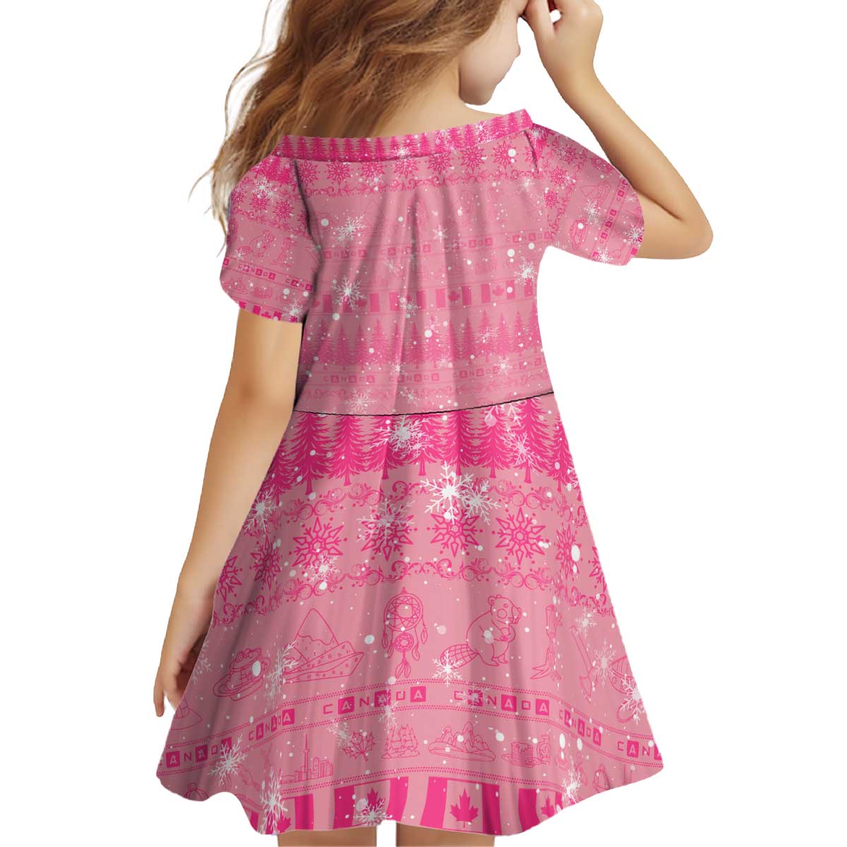Merry Christmas Canada Kid Short Sleeve Dress Xmas Travel Map - Wonder Print Shop
