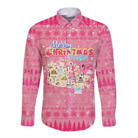 Merry Christmas Canada Long Sleeve Button Shirt Xmas Travel Map - Wonder Print Shop