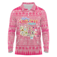 Merry Christmas Canada Long Sleeve Polo Shirt Xmas Travel Map - Wonder Print Shop