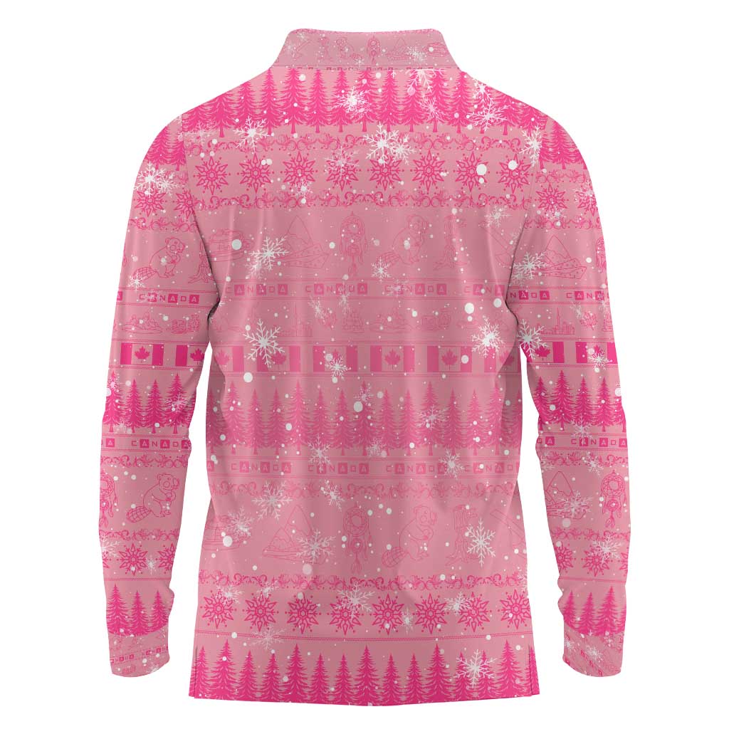 Merry Christmas Canada Long Sleeve Polo Shirt Xmas Travel Map - Wonder Print Shop