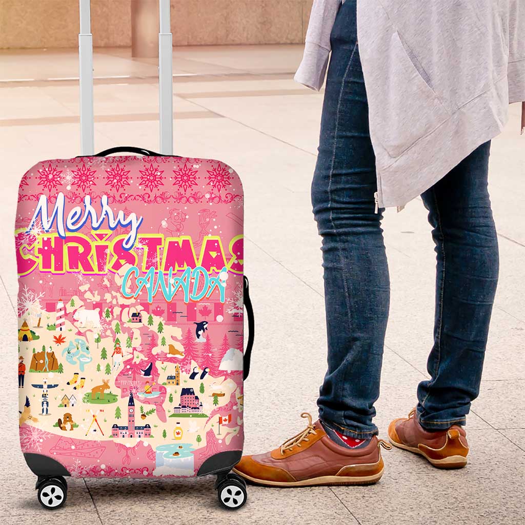 Merry Christmas Canada Luggage Cover Xmas Travel Map - Wonder Print Shop