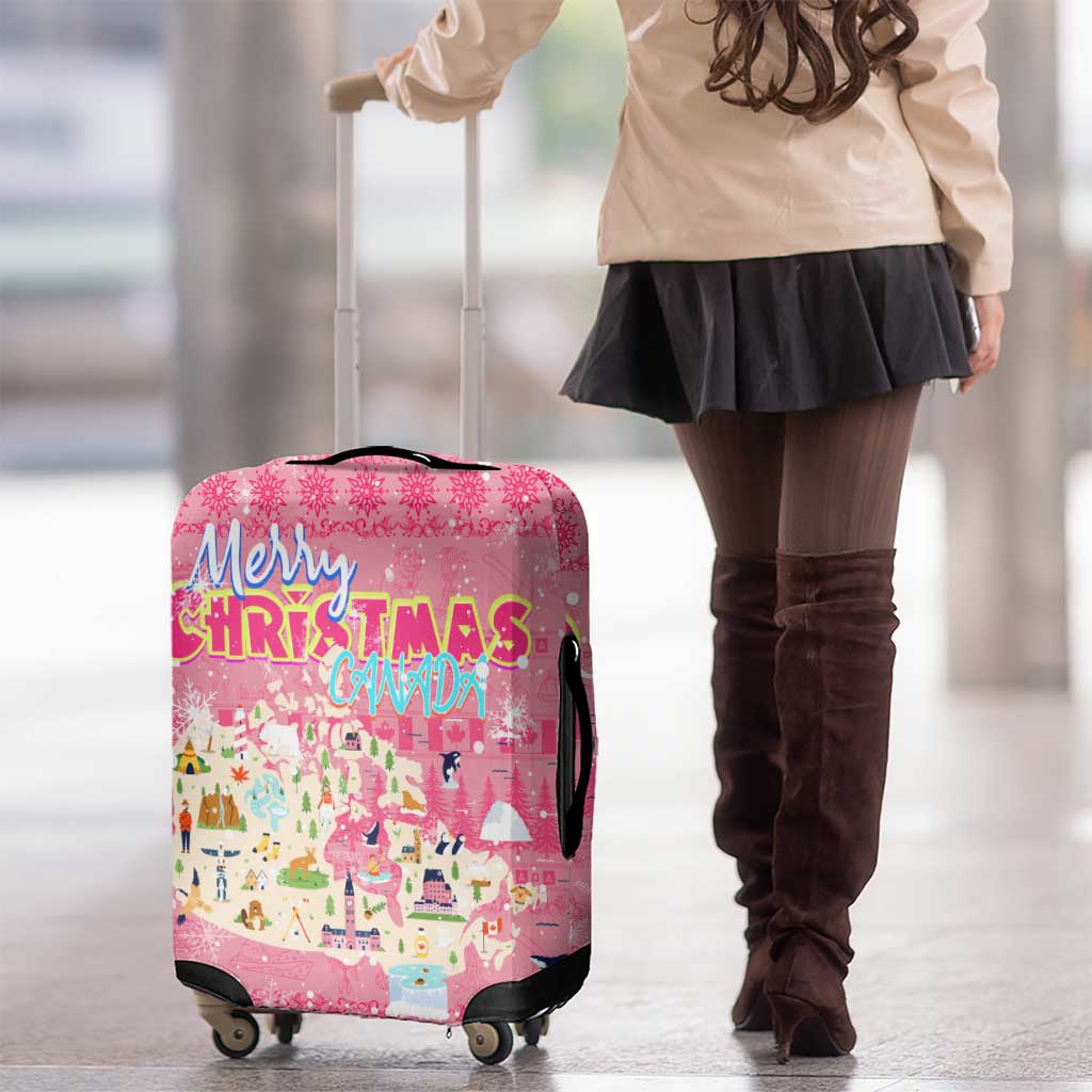 Merry Christmas Canada Luggage Cover Xmas Travel Map - Wonder Print Shop