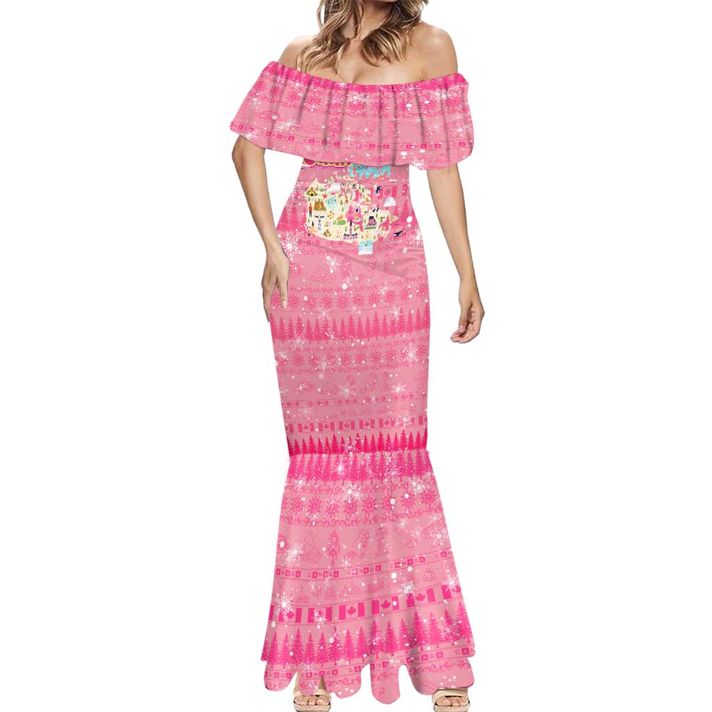 Merry Christmas Canada Mermaid Dress Xmas Travel Map - Wonder Print Shop