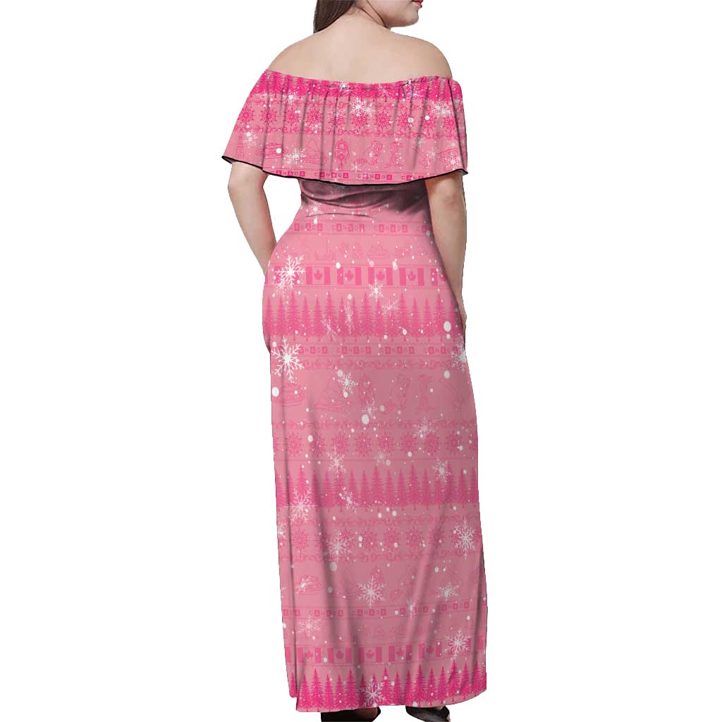 Merry Christmas Canada Off Shoulder Maxi Dress Xmas Travel Map - Wonder Print Shop