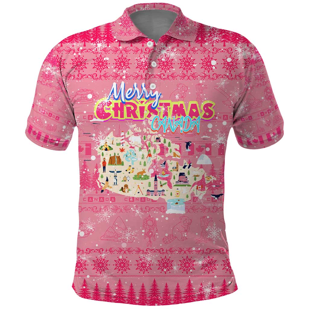 Merry Christmas Canada Polo Shirt Xmas Travel Map - Wonder Print Shop
