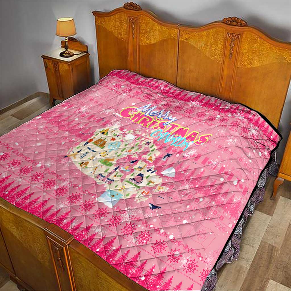 Merry Christmas Canada Quilt Xmas Travel Map - Wonder Print Shop