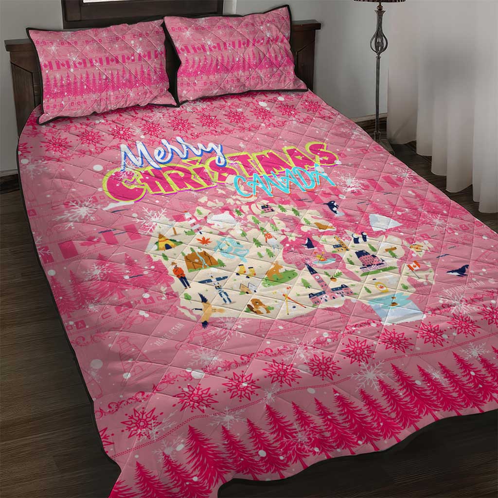 Merry Christmas Canada Quilt Bed Set Xmas Travel Map - Wonder Print Shop