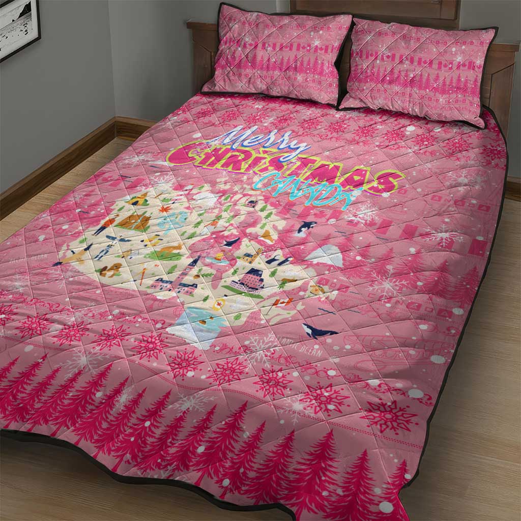 Merry Christmas Canada Quilt Bed Set Xmas Travel Map - Wonder Print Shop