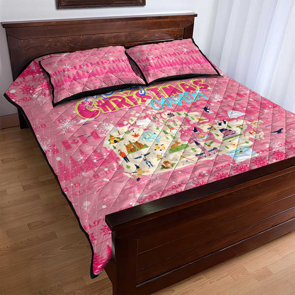 Merry Christmas Canada Quilt Bed Set Xmas Travel Map - Wonder Print Shop
